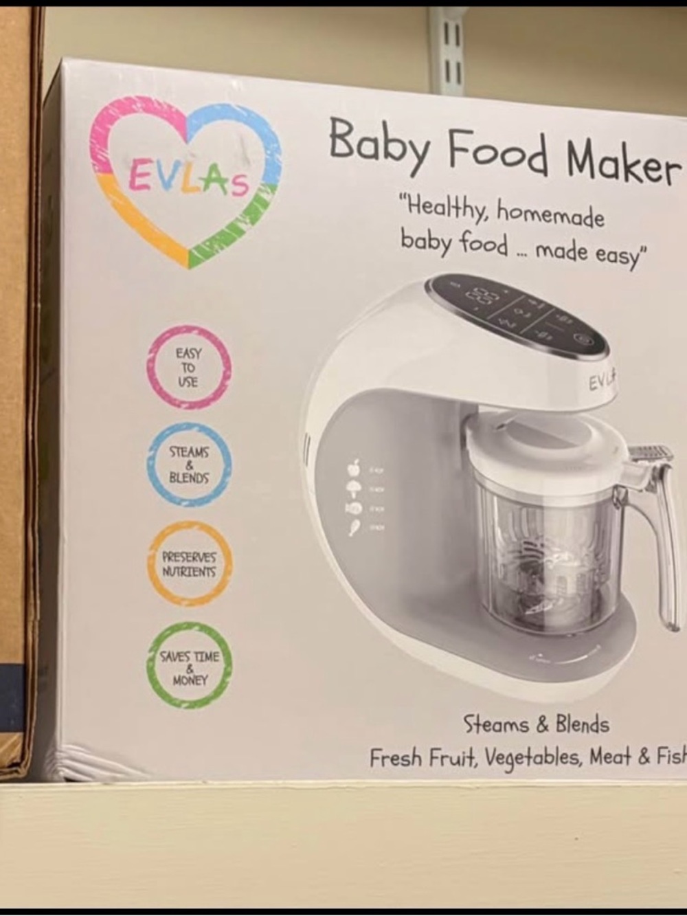 BRAND NEW EVLAs Baby Food Maker in White - Steams & Blends Fresh Baby Food